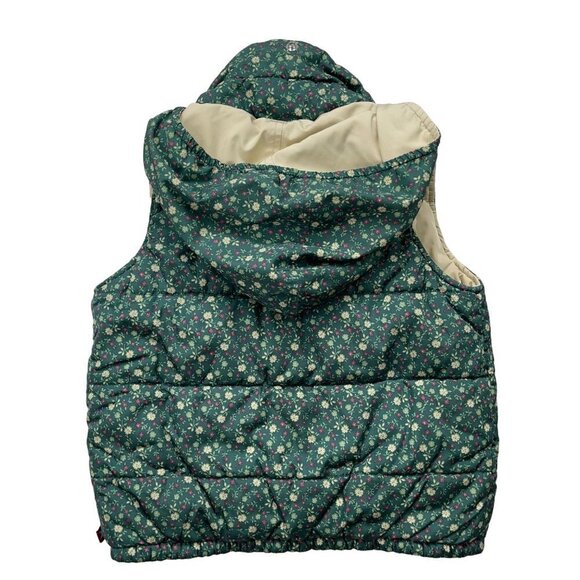 Baby GAP SIZE 5 YEARS Reversible Floral Ditsy/Cream Puffer Vest w Tuckaway Hood - Picture 4 of 6